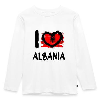 I love Albania / Ich Liebe Albanien Land Länder - Kinder Premium Bio Langarmshirt - Weiß - Vorne - AI Model Kid Female (0cm)