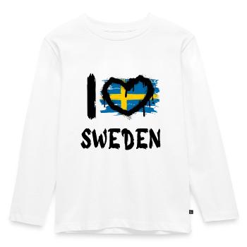 I love Sweden / Ich Liebe Schweden Land Länder - Kinder Premium Bio Langarmshirt - Weiß - Vorne - AI Model Kid Female (0cm)