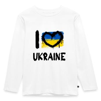 J’aime l’Ukraine / J’aime l’Ukraine Pays - T-shirt manches longues Premium Enfant - blanc - Devant - AI Model Kid Female (0cm)