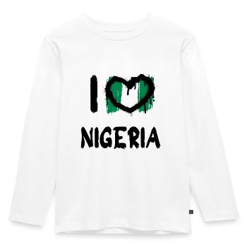 I love Nigeria / Ich Liebe Nigeria Land Länder - Kinder Premium Bio Langarmshirt - Weiß - Vorne - AI Model Kid Female (0cm)