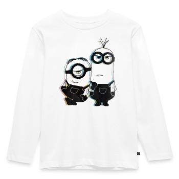 Minions Stuart And Kevin Glitch - Kids' Premium Longsleeve Shirt - white - Front - AI Model Kid Female (0cm)