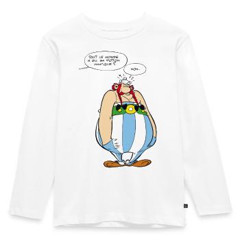Asterix & Obelix - Obelix Sprechblasen - Kinder Premium Bio Langarmshirt - Weiß - Vorne - AI Model Kid Female (0cm)