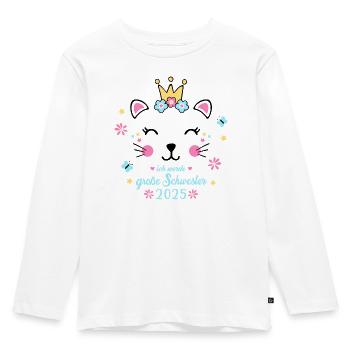 Große Schwester 2025 Mädchen Geschenkidee - Kinder Premium Bio Langarmshirt - Weiß - Vorne - AI Model Kid Female (0cm)
