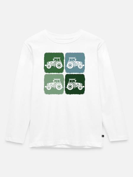 Trecker Retro Traktor Erntezeit in Landwirtschaft - Kinder Premium Bio Langarmshirt - Weiß