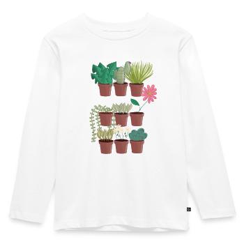 Topfpflanzen Trio - Kinder Premium Bio Langarmshirt - Weiß - Vorne - AI Model Kid Female (0cm)