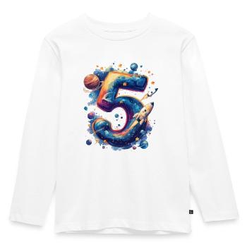 Espace 5e anniversaire - T-shirt manches longues Premium Enfant - blanc - Devant - AI Model Kid Female (0cm)