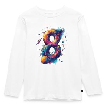 Espace 8e anniversaire - T-shirt manches longues Premium Enfant - blanc - Devant - AI Model Kid Female (0cm)