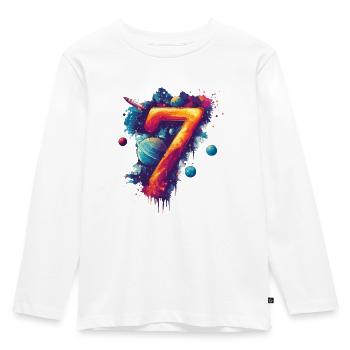 Espace 7e anniversaire - T-shirt manches longues Premium Enfant - blanc - Devant - AI Model Kid Female (0cm)