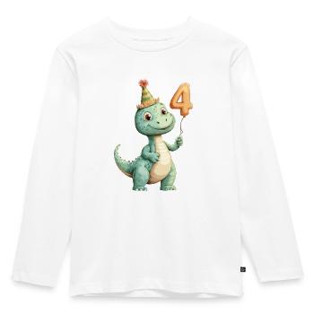 4. Geburtstag Dino - Kinder Premium Bio Langarmshirt - Weiß - Vorne - AI Model Kid Female (0cm)