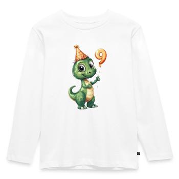 9e anniversaire Dino - T-shirt manches longues Premium Enfant - blanc - Devant - AI Model Kid Female (0cm)