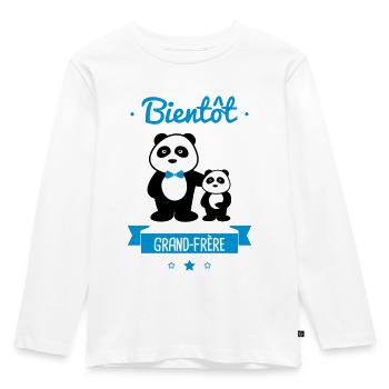 Bientôt Grand-Frère,Futur grand frère - T-shirt manches longues Premium Enfant - blanc - Devant - AI Model Kid Female (0cm)