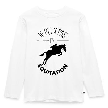 Je peux pas j'ai Equitation - T-shirt manches longues Premium Enfant - blanc - Devant - AI Model Kid Female (0cm)