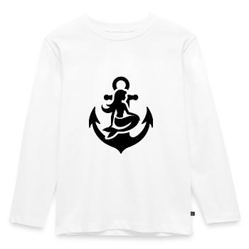 Tattoo Schiff Anker mit Elegante Meerjungfrau - Kinder Premium Bio Langarmshirt - Weiß - Vorne - AI Model Kid Female (0cm)