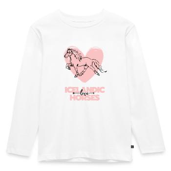We Love Icelandic Horses -Islandpferde -Isländer - Kinder Premium Bio Langarmshirt - Weiß - Vorne - AI Model Kid Female (0cm)