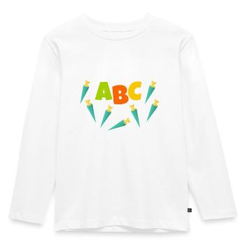 ABC avec des sacs d’école comme cadeau pour la scolarisation - T-shirt manches longues Premium Enfant - blanc - Devant - AI Model Kid Female (0cm)