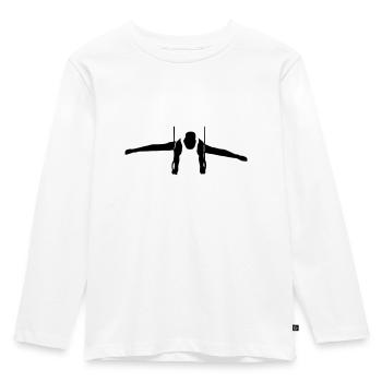 Gymnasts on Rings, Gymnastics, Men's Gymnastics - Kids' Premium Longsleeve Shirt - white - Front - AI Model Kid Female (0cm)