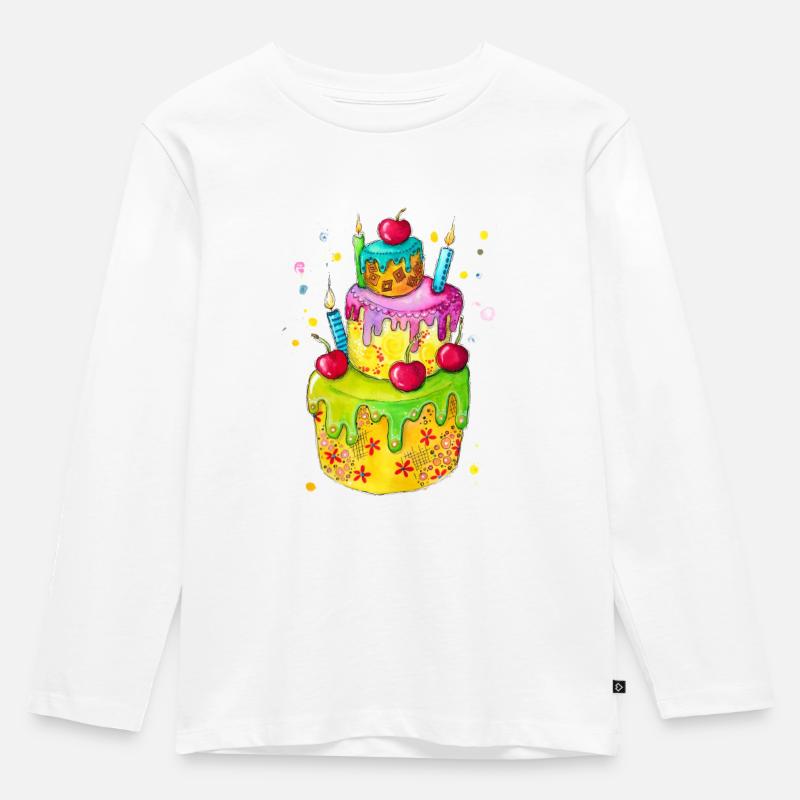 Hoch sollst du leben - Geburtstagstorte - Kinder Premium Bio Langarmshirt - Weiß