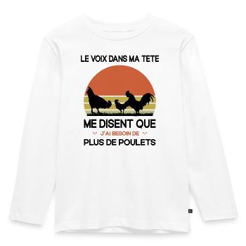 Papys Poules Humour Mamans Poules - T-shirt manches longues Premium Enfant - blanc - Devant - AI Model Kid Female (0cm)