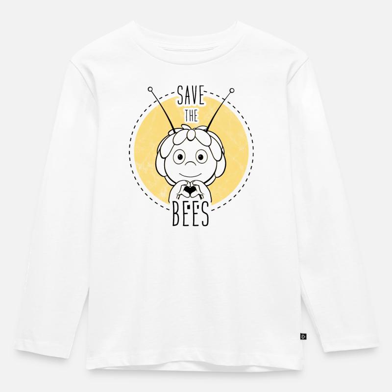 Biene Maja Save The Bees - Kinder Premium Bio Langarmshirt - Weiß