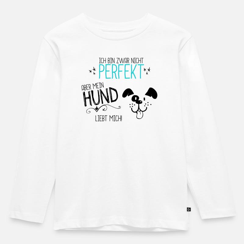 363 Mein Hund liebt mich - Kinder Premium Bio Langarmshirt - Weiß