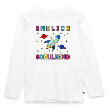 Endlich Schulkind Schulanfang Einschulung Rakete - Kinder Premium Bio Langarmshirt - Weiß - Vorne - AI Model Kid Female (0cm)