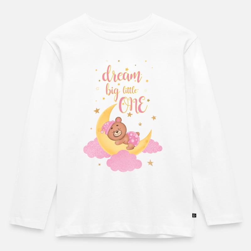 Träumen Sie groß, klein - Kinder Premium Bio Langarmshirt - Weiß