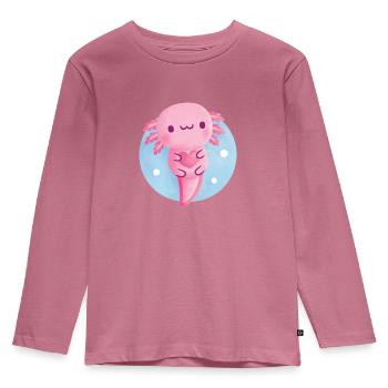 Cute Axolotl Hugging Heart - Kids' Premium Longsleeve Shirt - mauve - Front - AI Model Kid Female (0cm)