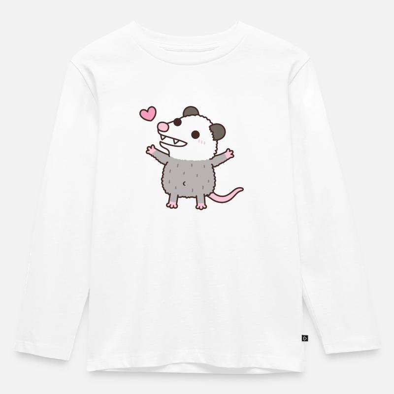 Griffonnage d’opossum mignon - T-shirt manches longues Premium Enfant - blanc