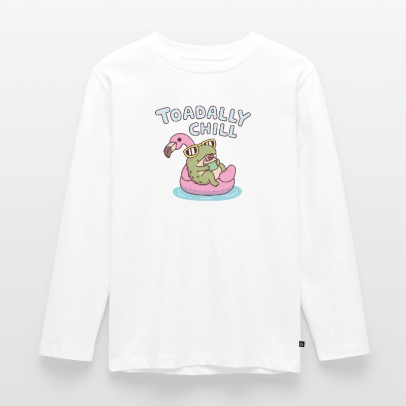 Funny Toad Chilling On Flamingo Toadally Chill Kids' Premium Longsleeve Shirt