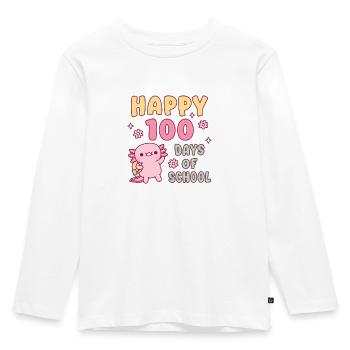 Mignon Axolotl Heureux 100 jours d’école - T-shirt manches longues Premium Enfant - blanc - Devant - AI Model Kid Female (0cm)