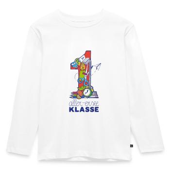 Erste Klasse - Kinder Premium Bio Langarmshirt - Weiß - Vorne - AI Model Kid Female (0cm)
