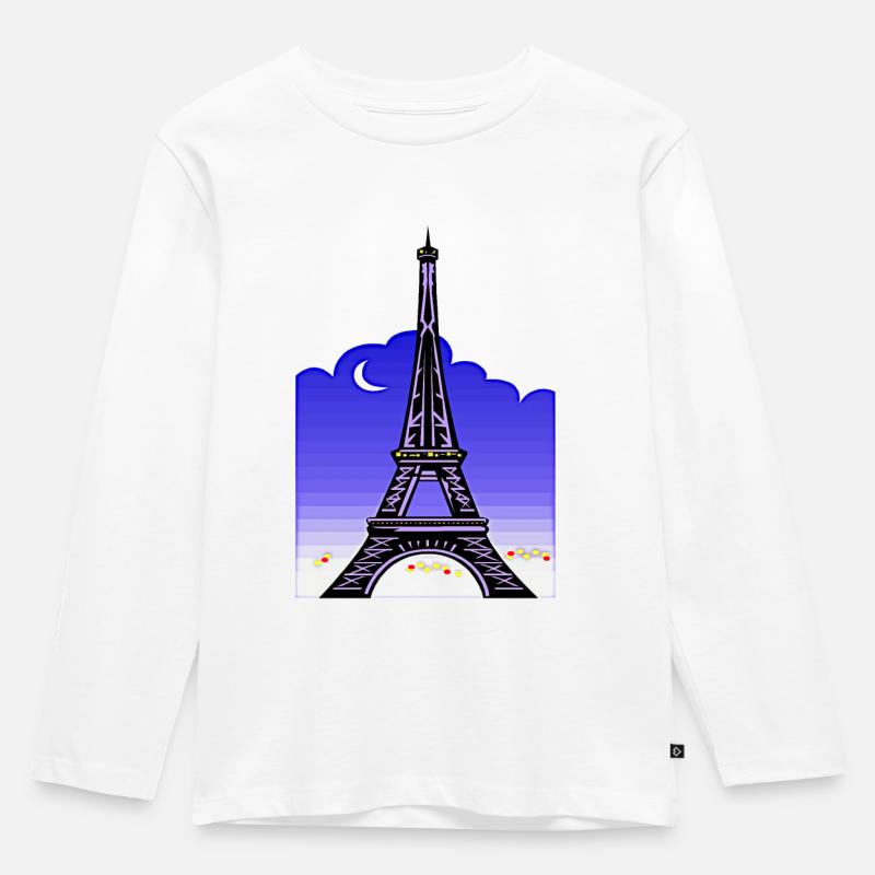 Eiffelturm - Kinder Premium Bio Langarmshirt - Weiß