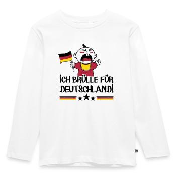 Ich brülle für Deutschland - Kinder Premium Bio Langarmshirt - Weiß - Vorne - AI Model Kid Female (0cm)