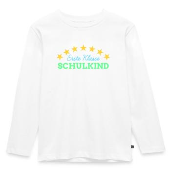 1. Klasse Schulkind Einschulung Schulbeginn - Kinder Premium Bio Langarmshirt - Weiß - Vorne - AI Model Kid Female (0cm)