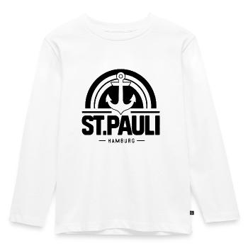 St Pauli Souvenir Hamburg Andenken St. Pauli - Kinder Premium Bio Langarmshirt - Weiß - Vorne - AI Model Kid Female (0cm)
