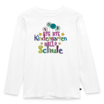 Bye Kindergarten hallo Schule 2023 Einschulungs - Kinder Premium Bio Langarmshirt - Weiß - Vorne - AI Model Kid Female (0cm)