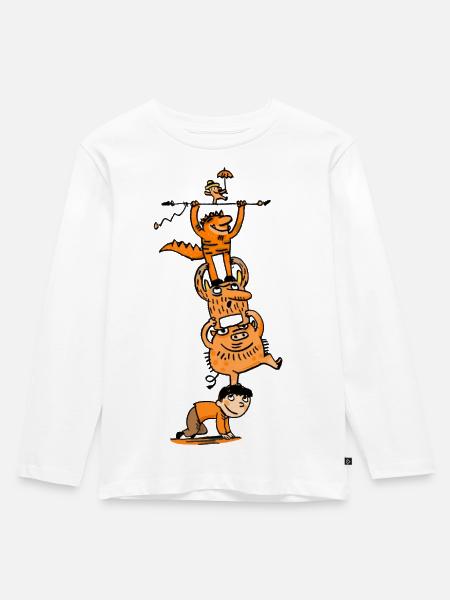 Kalle und seine Monster - Kinder Premium Bio Langarmshirt - Weiß