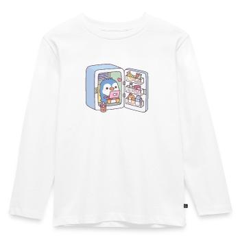 Cute Penguin Chilling In Fridge - Kids' Premium Longsleeve Shirt - white - Front - AI Model Kid Female (0cm)