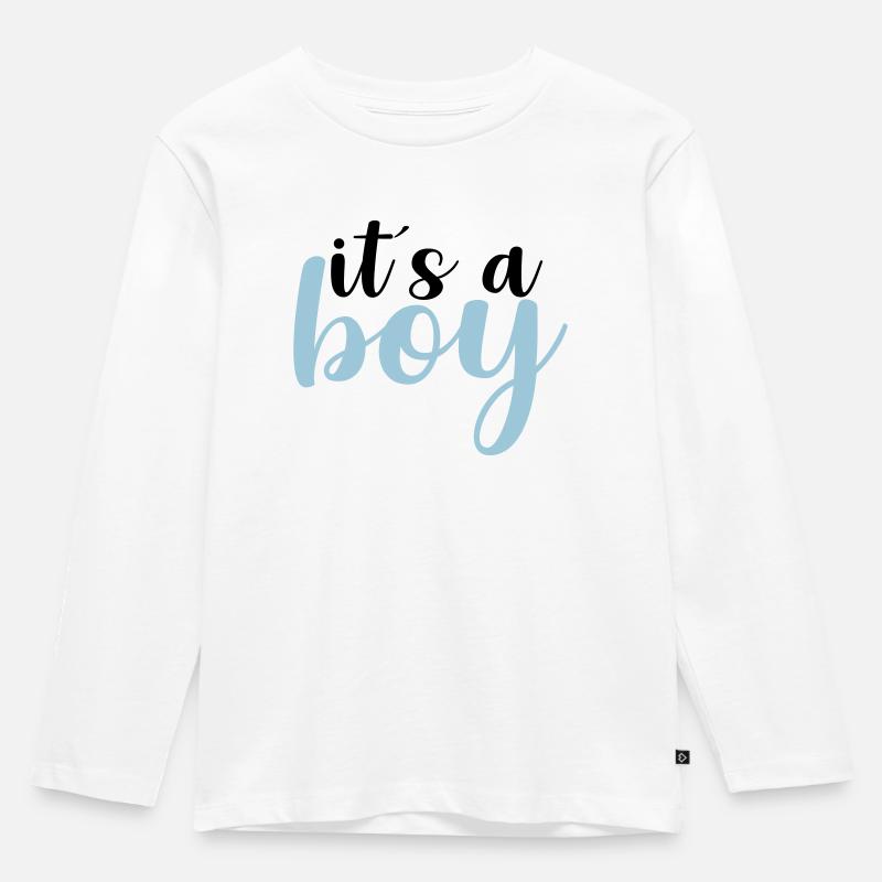 its a boy - Kinder Premium Bio Langarmshirt - Weiß