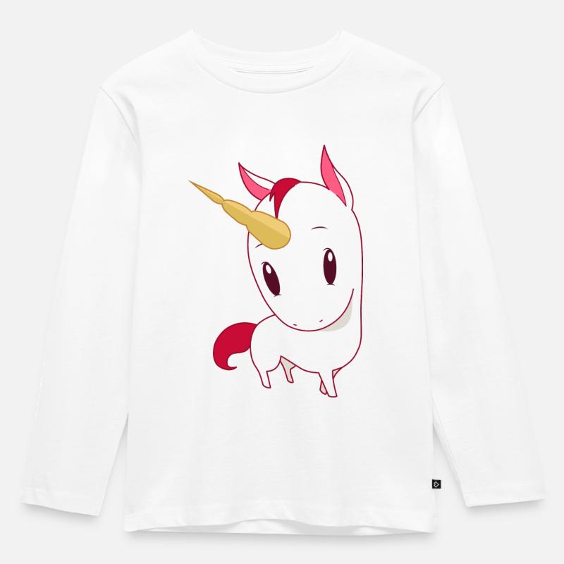 Süßes Einhorn - Kinder Premium Bio Langarmshirt - Weiß