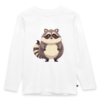 Fat Raccoon Animal Funny Forest Obese - Kids' Premium Longsleeve Shirt - white - Front - AI Model Kid Female (0cm)