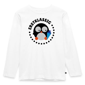 Erstklassig Erste Klasse Pinguin - Kinder Premium Bio Langarmshirt - Weiß - Vorne - AI Model Kid Female (0cm)