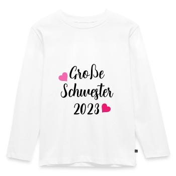 Große Schwester 2023 - Kinder Premium Bio Langarmshirt - Weiß - Vorne - AI Model Kid Female (0cm)