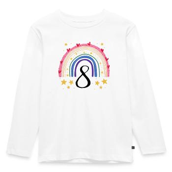 Geburtstag 8 Mädchen Regenbogen Fee Acht 8 Jahre - Kinder Premium Bio Langarmshirt - Weiß - Vorne - AI Model Kid Female (0cm)