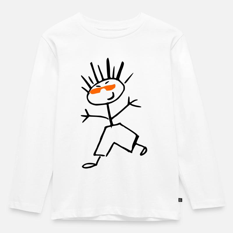 Cooler Junge mit Brille - Kinder Premium Bio Langarmshirt - Weiß