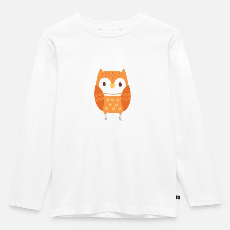 Eule - Kinder Premium Bio Langarmshirt - Weiß