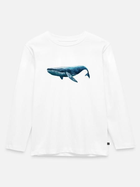 Blauwal - Kinder Premium Bio Langarmshirt - Weiß