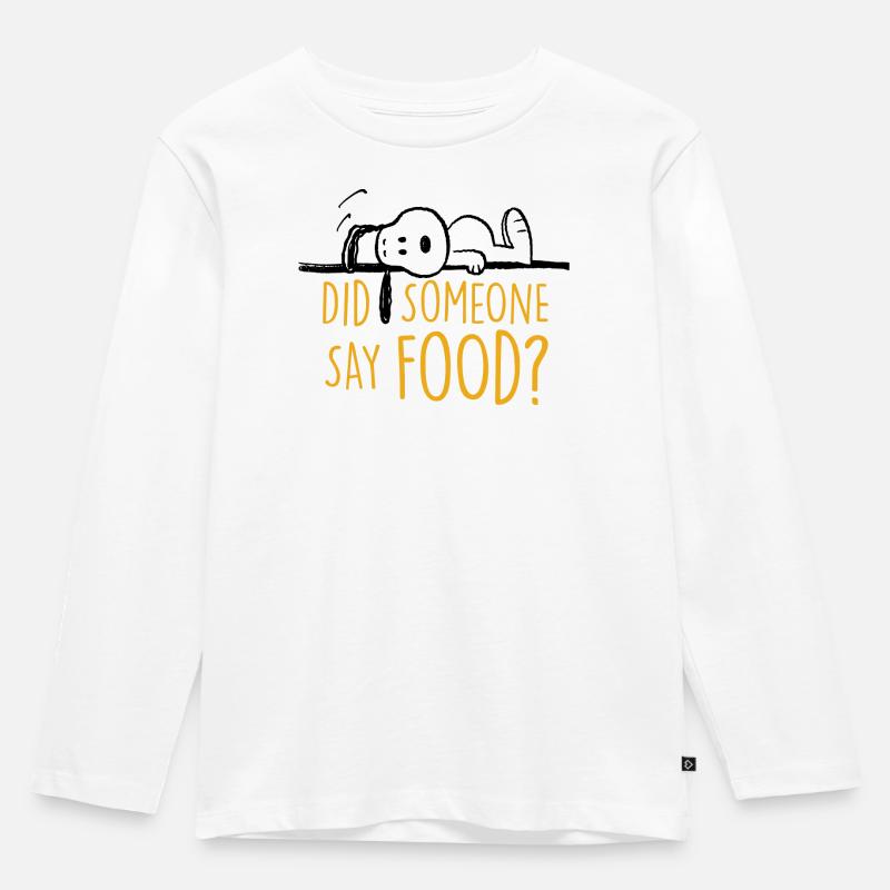 Peanuts Snoopy Ich Hab Hunger Lustiger Spruch - Kinder Premium Bio Langarmshirt - Weiß