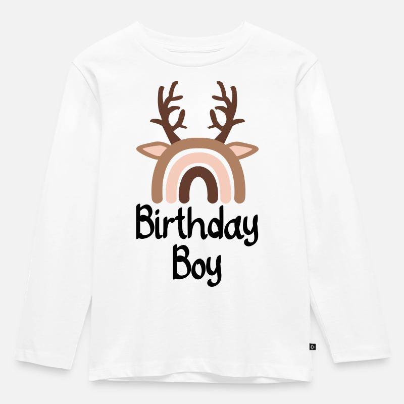 Pastellfarbenes Regenbogen-Hirsch-Emblem - Kinder Premium Bio Langarmshirt - Weiß