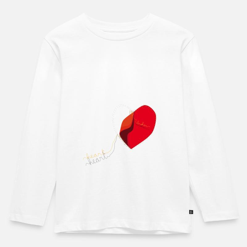 Gebrochenes herz - Kinder Premium Bio Langarmshirt - Weiß